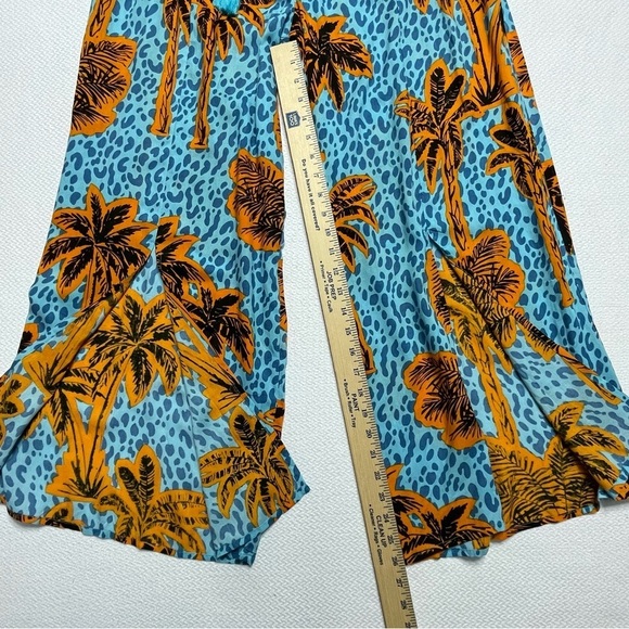 True Destinations Pants Wide Loose Leg w/ Split Blue & Gold Women’s Size Medium - Picture 12 of 16